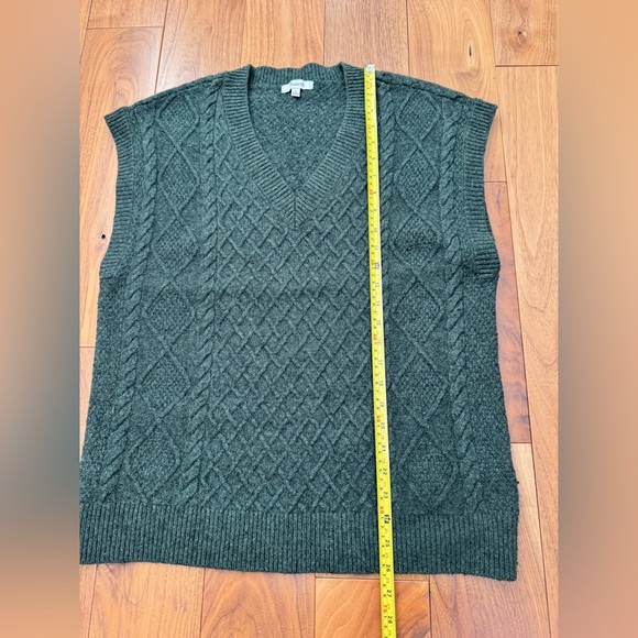 Madewell Cable Knit V-Neck Sweater Vest M Dark Forest Green - Picture 14 of 15